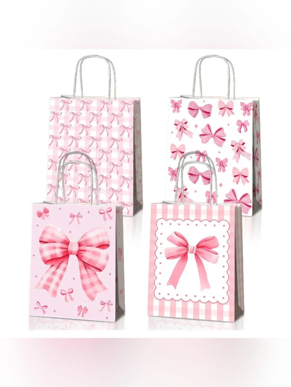 24 Pcs Pink Bow Party Favors Bags with Handles